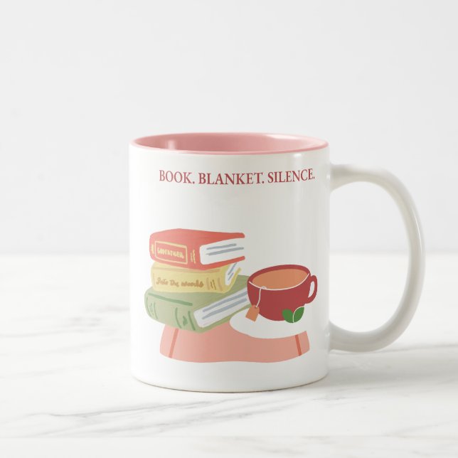 Caneca De Café Em Dois Tons Livro. Cobertura. Silêncio. (Direita)