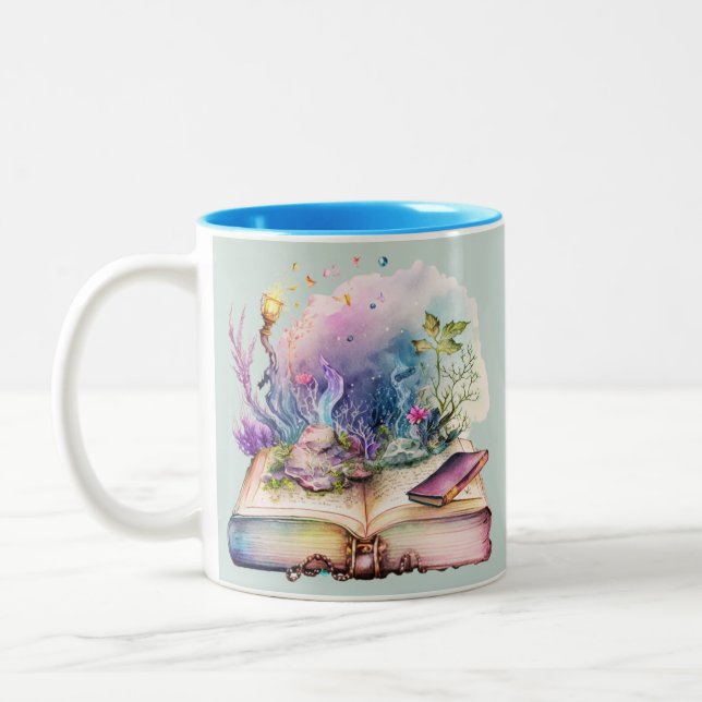 Caneca De Café Em Dois Tons Livro das Sombras Mística Pagan Wiccan Halloween (Esquerda)