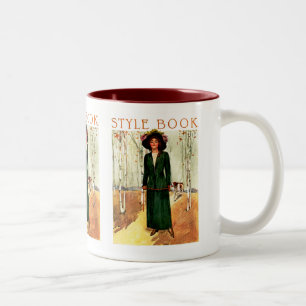 Caneca De Café Em Dois Tons Livro de Estilo de Ilustração de Moda