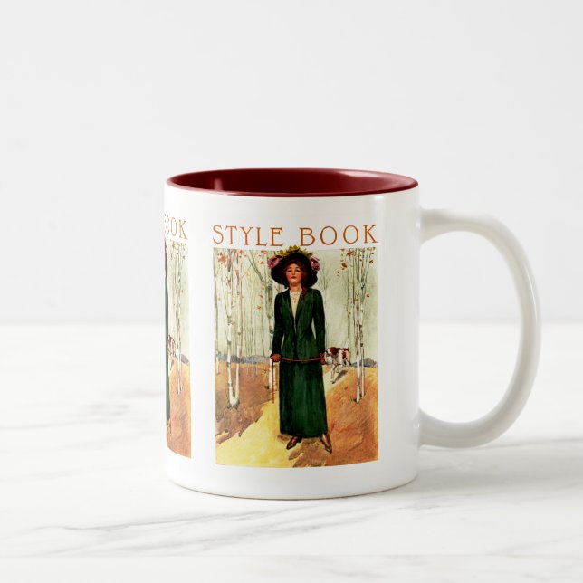 Caneca De Café Em Dois Tons Livro de Estilo de Ilustração de Moda (Direita)