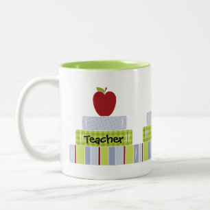 Caneca De Café Em Dois Tons Livro Empilhado Professor Mug
