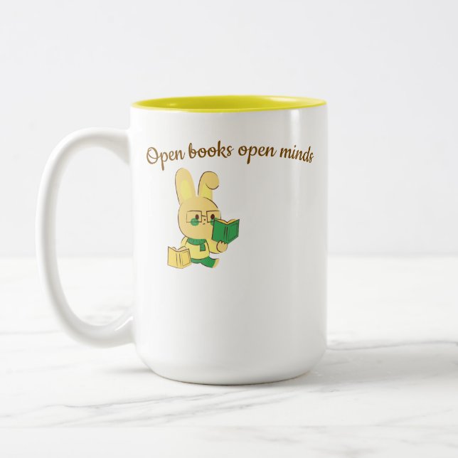 Caneca De Café Em Dois Tons Livros abertos (Esquerda)