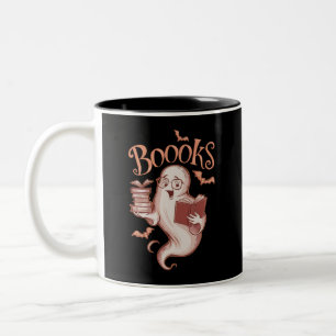 Caneca De Café Em Dois Tons Livros de Halloween Bibliotecário Professor Leitor