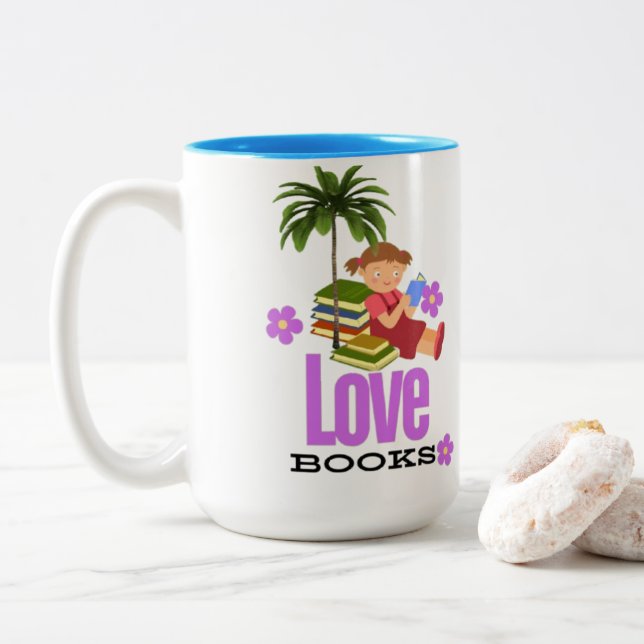 Caneca De Café Em Dois Tons Livros de Mug Two-Tone Mug Love (Com Donut)