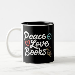 Caneca De Café Em Dois Tons Livros de Paz Geeky e Leitura Gota