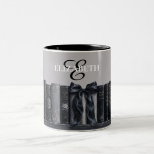 Caneca De Café Em Dois Tons Livros Góticos Arco Amante de Livros Personalizado