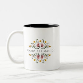 Caneca De Café Em Dois Tons Livros são mágicos bookish
