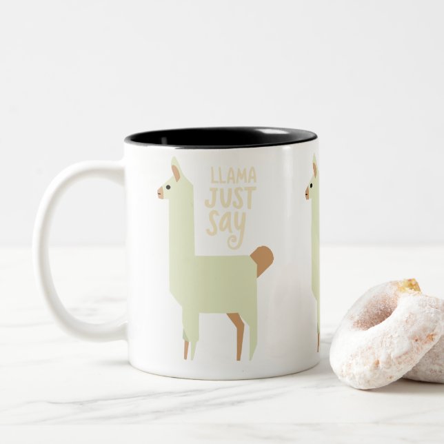 Caneca De Café Em Dois Tons Llama, diga (Com Donut)