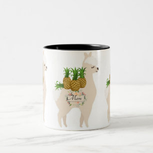 Caneca De Café Em Dois Tons Llama Fruta Abacaxi Floral Mug