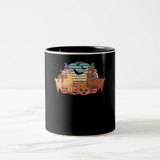 Caneca De Café Em Dois Tons Llama | Kawaii Llama Halloween Sunset Sloth Gift