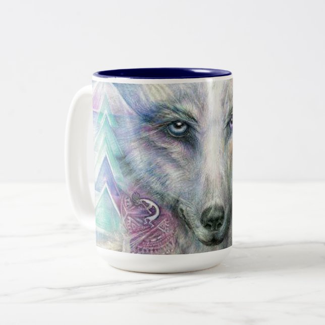 Caneca De Café Em Dois Tons Lobo (Frente Esquerda)