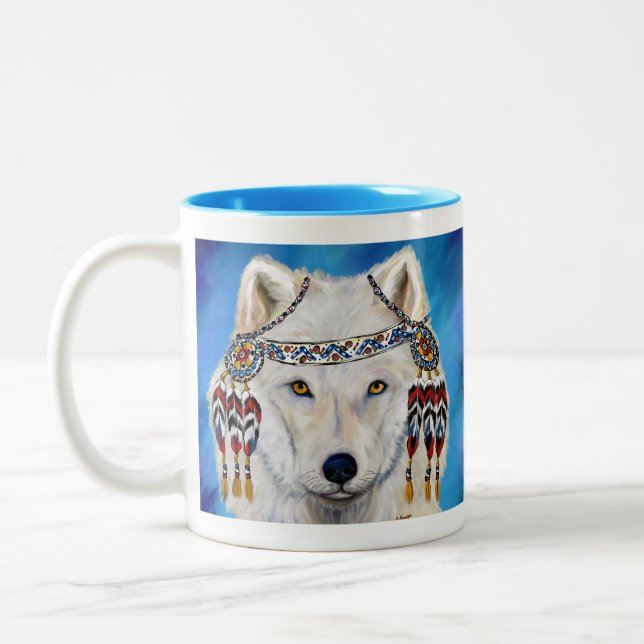Caneca De Café Em Dois Tons Lobo Branco (Esquerda)