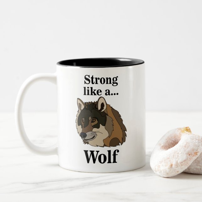 Caneca De Café Em Dois Tons Lobo Cinzento (Com Donut)