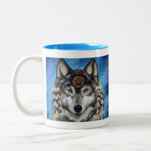 Caneca De Café Em Dois Tons Lobo Cinzento