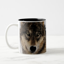 Caneca De Café Em Dois Tons Lobo cinzento ou lobo de madeira que coloca na