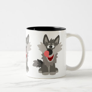 Caneca De Café Em Dois Tons Lobo de desenho animado Bobo