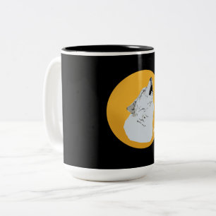 Caneca De Café Em Dois Tons Lobo e Lua
