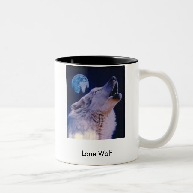 Caneca De Café Em Dois Tons lobo, lobo solitário (Direita)