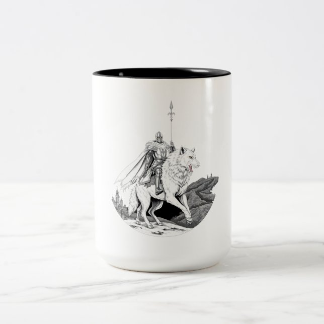 Caneca De Café Em Dois Tons lobo majestoso (Centro)