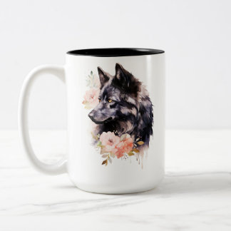 Caneca De Café Em Dois Tons Lobo Negro