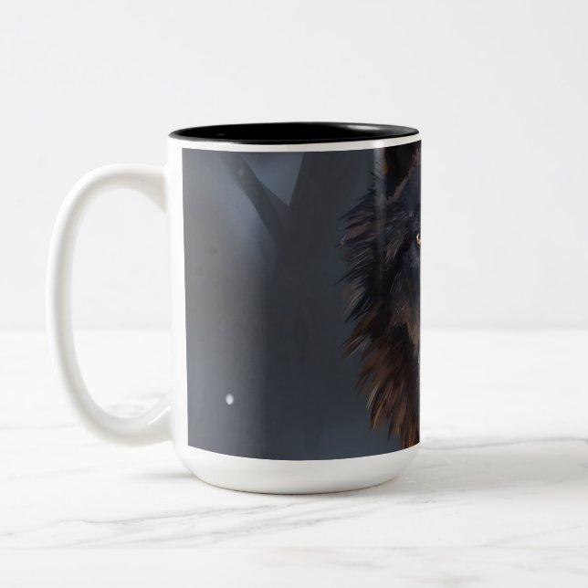 Caneca De Café Em Dois Tons Lobo negro (Esquerda)