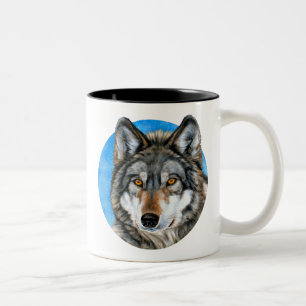 Caneca De Café Em Dois Tons Lobo pintado