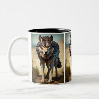 Caneca De Café Em Dois Tons lobo selvagem Coffee Mug