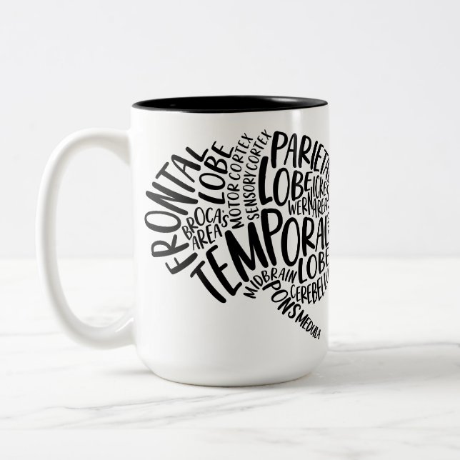 Caneca De Café Em Dois Tons Lobos EEG do Cão do Cérebro (Esquerda)