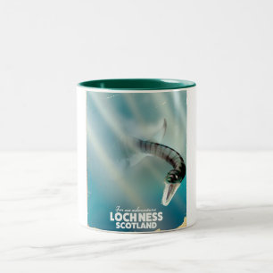 Caneca De Café Em Dois Tons Loch Ness Scotland monster viagens vintage