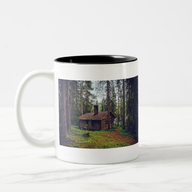 Caneca De Café Em Dois Tons Login Cabine Casa residencial Finlândia Paisagem (Esquerda)