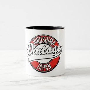 Caneca De Café Em Dois Tons Logo do estilo de vintagem Hiroshima japan
