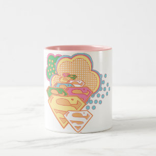 Caneca De Café Em Dois Tons Logotipo colorido da nuvem de Supergirl