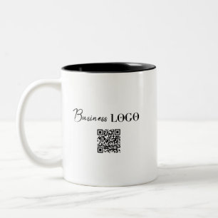 Caneca De Café Em Dois Tons Logotipo comercial da empresa e código QR
