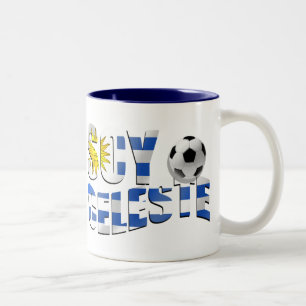 Caneca De Café Em Dois Tons Logotipo da bola de futebol do futebol da bandeira