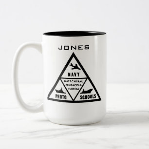 CANECA DE CAFÉ EM DOIS TONS LOGOTIPO DA ESCOLA DE FOTOGRAFIA DO MARINHO EM B&W