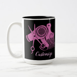 Caneca De Café Em Dois Tons Logotipo da Lista de Cabelos Rosa