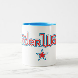 Caneca De Café Em Dois Tons Logotipo da Mulher Maravilha Vermelha e Azul