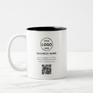 Caneca De Café Em Dois Tons Logotipo de código Qr Simples para empresas