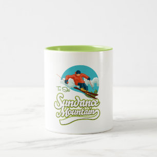 Caneca De Café Em Dois Tons logotipo de esqui da Sundance Mountains