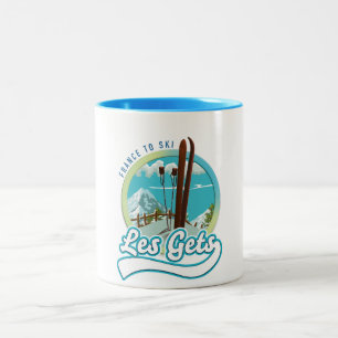 Caneca De Café Em Dois Tons logotipo de esqui de Les Gets frança