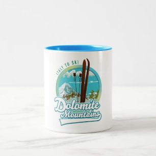 Caneca De Café Em Dois Tons logotipo de esqui montanhas dolomitas Itália