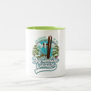 Caneca De Café Em Dois Tons Logotipo de esqui vintage Breckenridge, Colorado