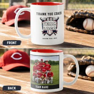 Caneca De Café Em Dois Tons Logotipo de Foto da Equipe de Beisebol Obrigado Tr