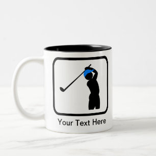 Caneca De Café Em Dois Tons Logotipo de Golfer Personalizável