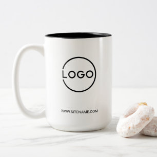 Caneca De Café Em Dois Tons Logotipo de Negócios Personalizado com Texto Perso