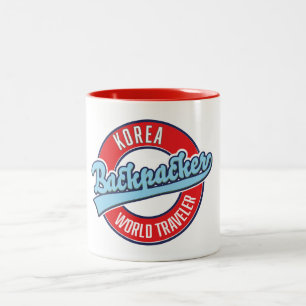 Caneca De Café Em Dois Tons Logotipo de viajante mundial de mochilas do Peru.