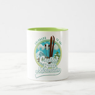 Caneca De Café Em Dois Tons logotipo do Crested Butte Mountain Colorado Ski