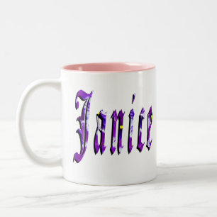 Caneca De Café Em Dois Tons Logotipo do nome da Janice