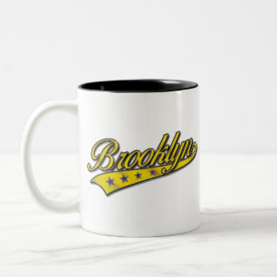 Caneca De Café Em Dois Tons Logotipo Dourado do Brooklyn em relevo