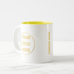 Caneca De Café Em Dois Tons Logotipo e Nome Comercial Dourado em uma Marca Bra